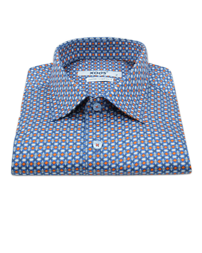 XOOS Men's blue and orange print shirt