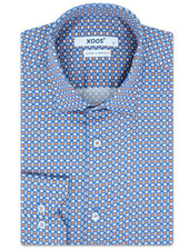 XOOS Men's blue and orange print shirt