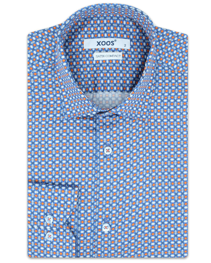 XOOS Men's blue and orange print shirt