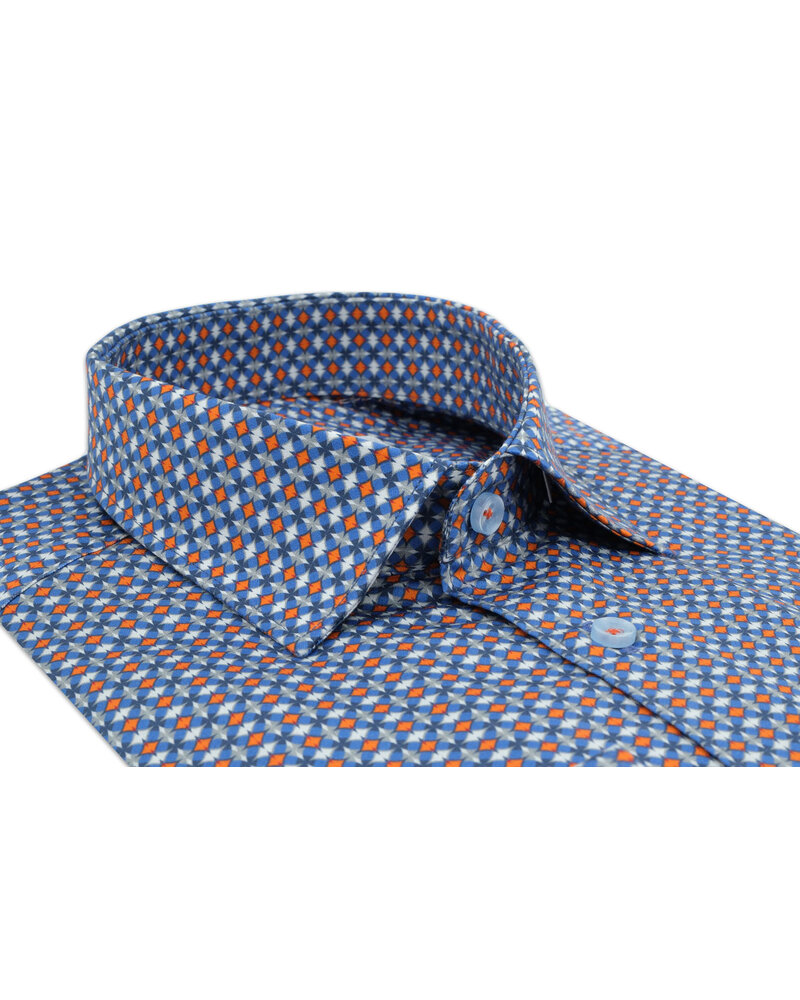XOOS Men's blue and orange print shirt