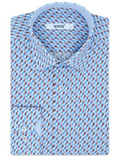 XOOS Chemise homme à motifs imprimés bleu et corail