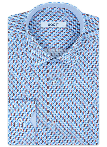 XOOS Chemise homme à motifs imprimés bleu et corail