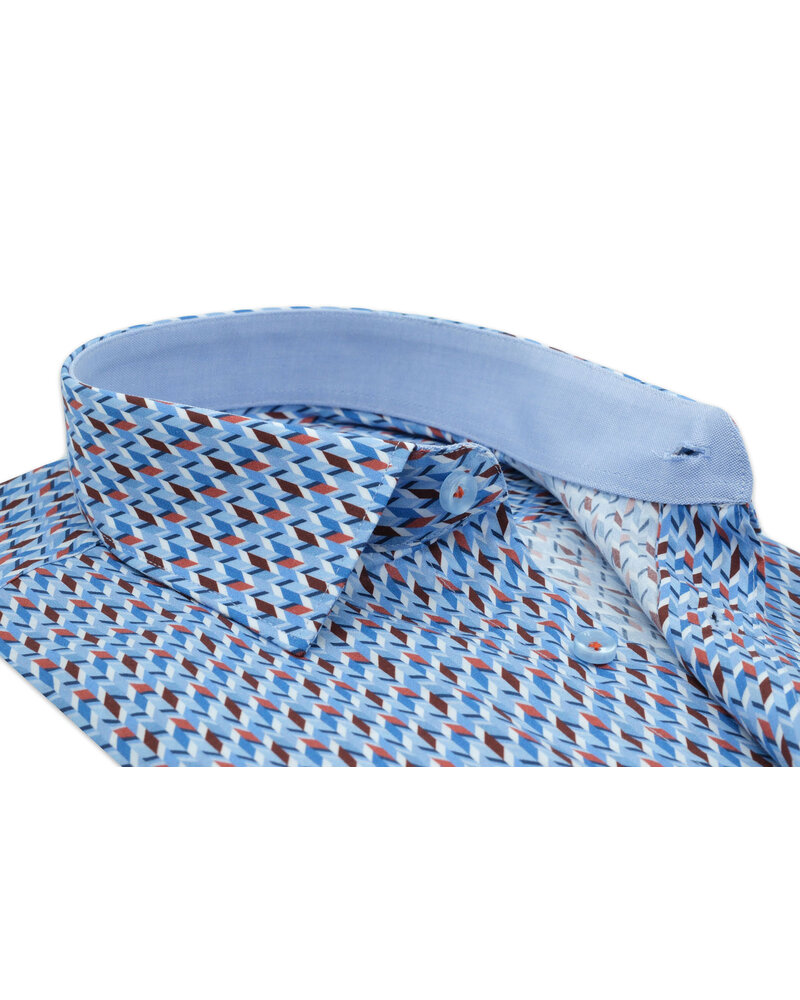 XOOS Chemise homme à motifs imprimés bleu et corail
