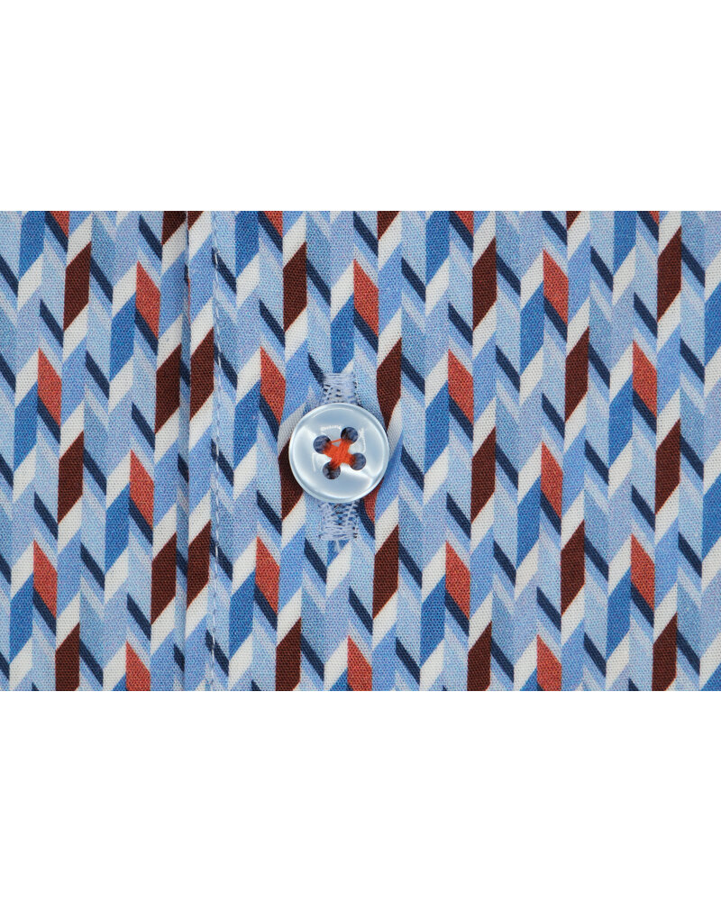 XOOS Chemise homme à motifs imprimés bleu et corail