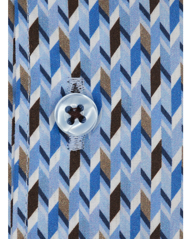 XOOS Chemise homme à motifs imprimés bleu et marron