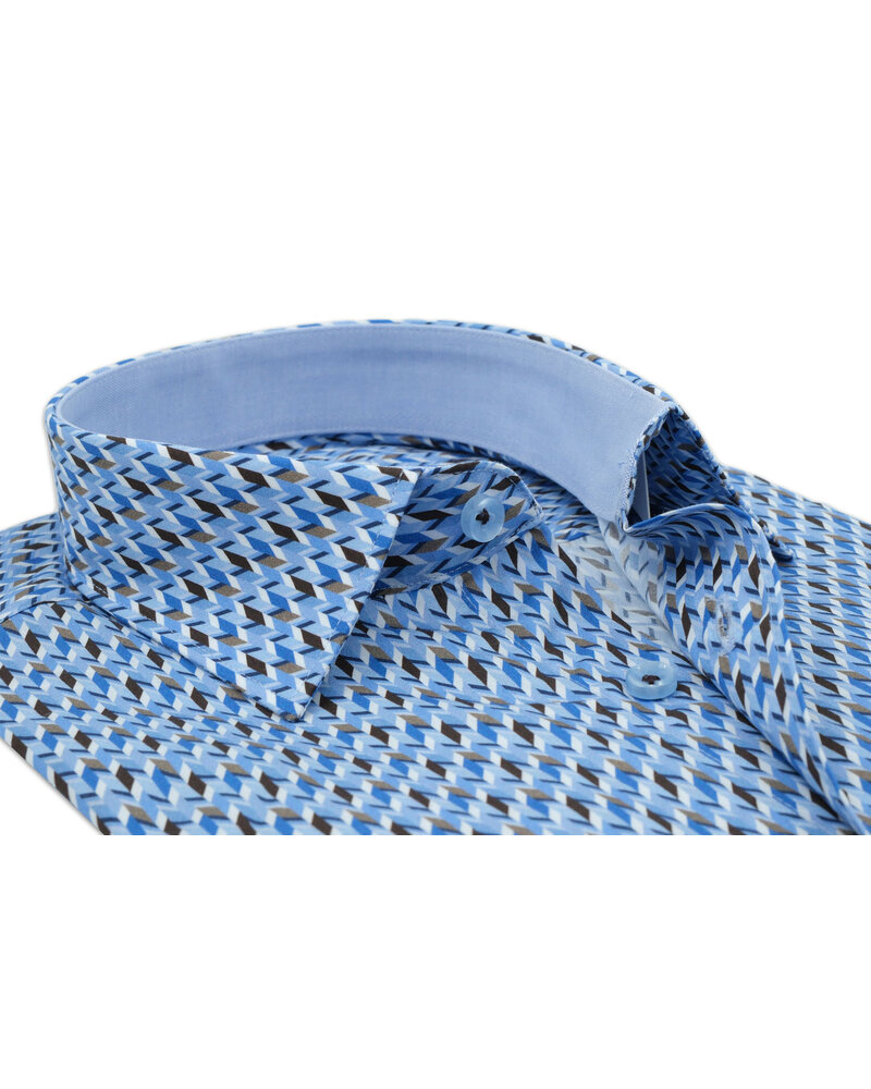 XOOS Chemise homme à motifs imprimés bleu et marron