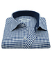 XOOS Men's lumberjack checkered dress shirt with navy blue lining