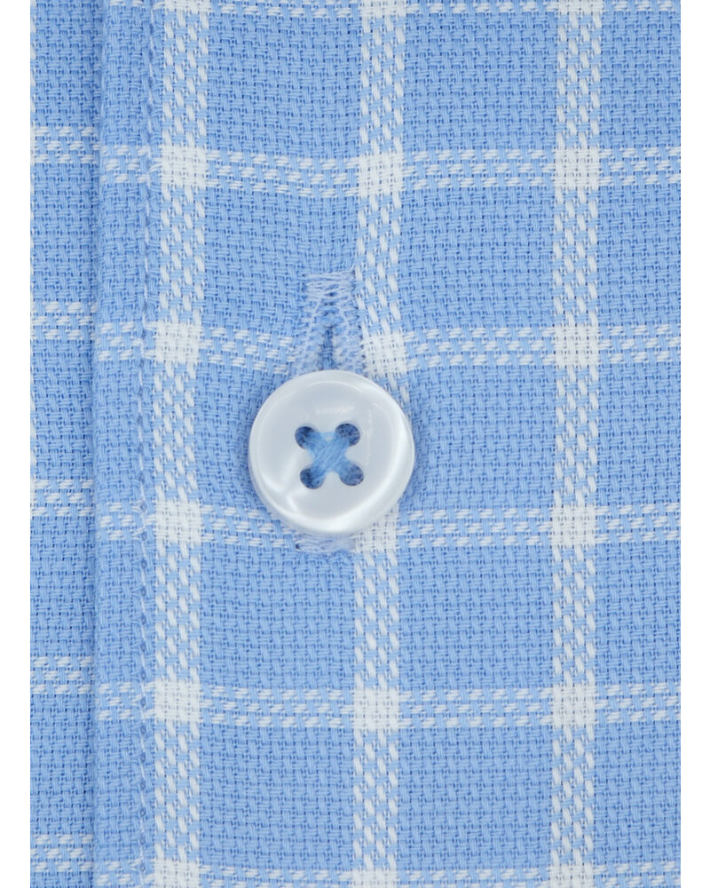 XOOS Chemise homme bleue à carreaux blancs (Double Retors)