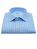 XOOS Chemise homme bleue à carreaux blancs (Double Retors)