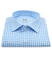 XOOS Men's light blue checkered dress shirt (Double Twisted)