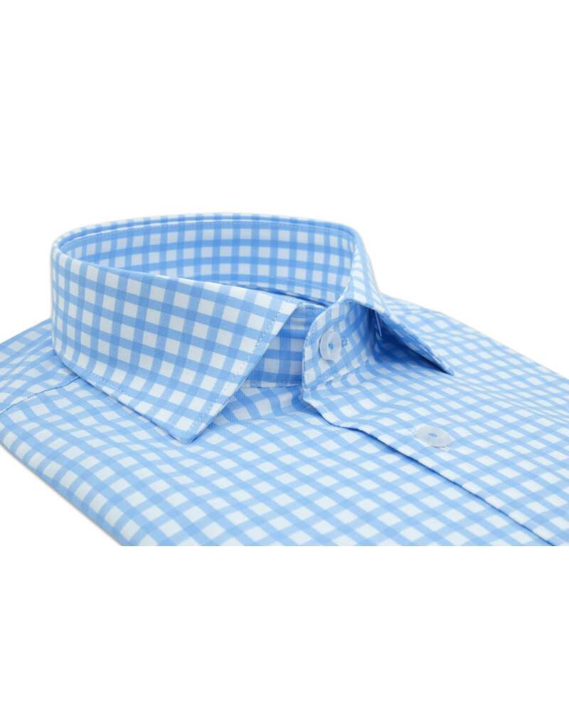 XOOS Men's light blue checkered dress shirt (Double Twisted)