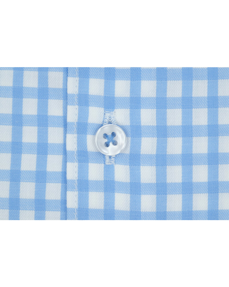 XOOS Men's light blue checkered dress shirt (Double Twisted)