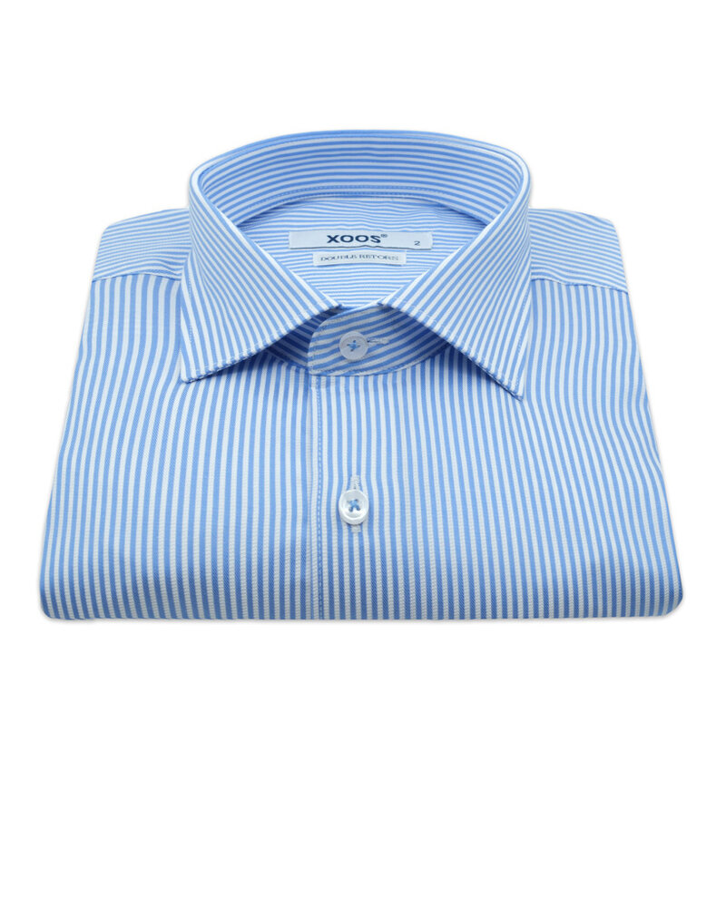 XOOS Chemise homme ciel à rayures blanches (Double Retors)
