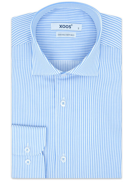 XOOS Men's sky blue striped dress shirt  (Double Twisted)