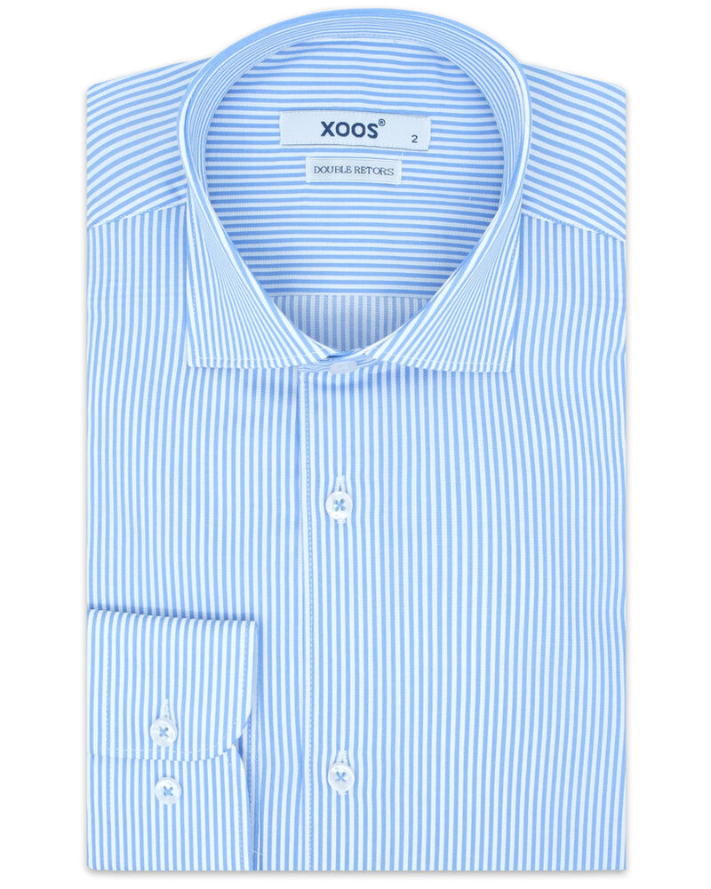 XOOS Chemise homme ciel à rayures blanches (Double Retors)