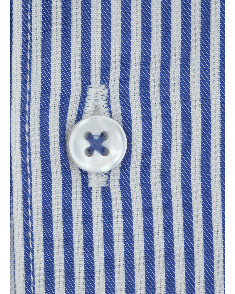 XOOS Chemise homme bleue à rayures blanches (Double Retors)