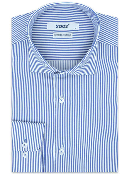 XOOS Men's blue striped dress shirt  (Double Twisted)