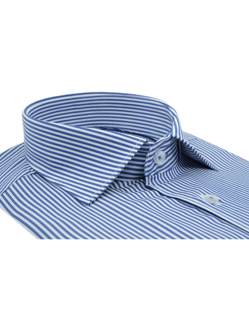 XOOS Chemise homme bleue à rayures blanches (Double Retors)