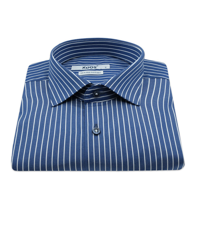 XOOS Men's dark blue striped dress shirt (Double Twisted)