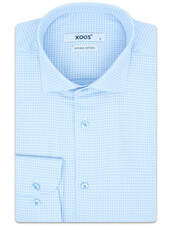 XOOS Chemise homme à pied de poule bleu ciel (Double Retors)
