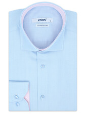 XOOS Men's light blue Honeycomb dress shirt with pink lining (Double Twisted)