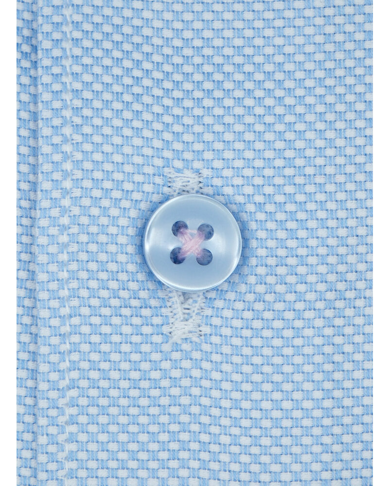 XOOS Chemise homme en nid d'abeille ciel et doublure rose (Double Retors)