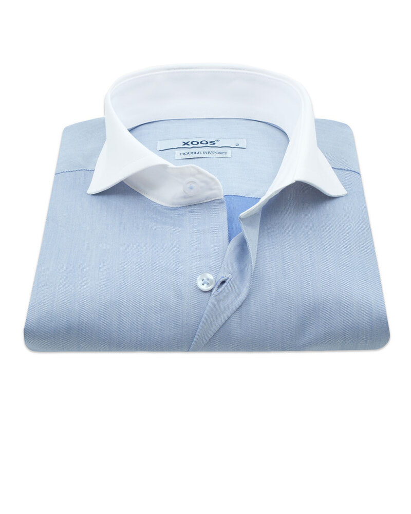 XOOS Chemise homme financière ciel à col Full Spread (Double Retors)