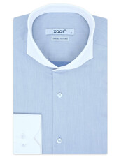 XOOS Chemise homme financière ciel à col Full Spread (Double Retors)