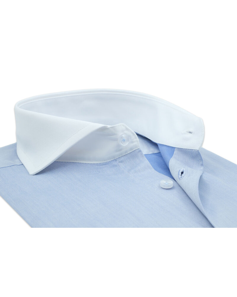 XOOS Chemise homme financière ciel à col Full Spread (Double Retors)