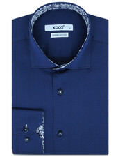 XOOS Chemise homme marine doublure à fleurs (Double Retors)