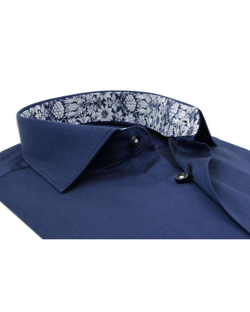 XOOS Chemise homme marine doublure à fleurs (Double Retors)