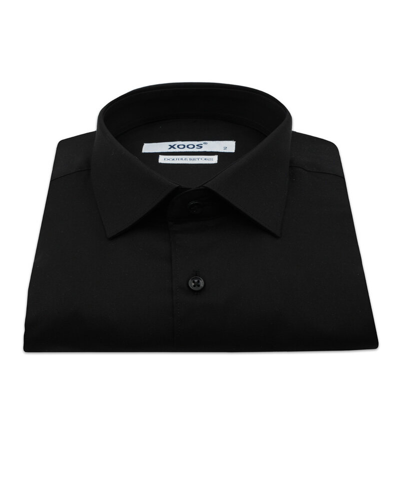 XOOS Chemise homme noire en gabardine (Double Retors)