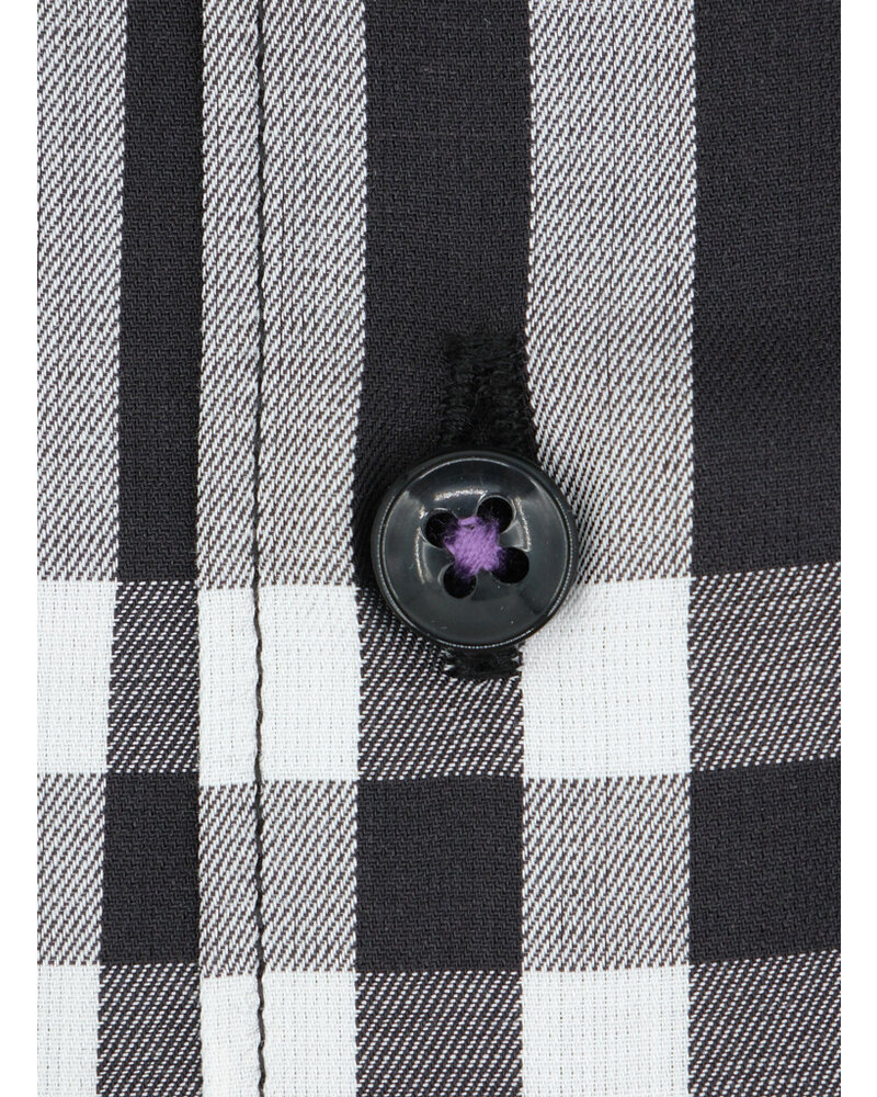 XOOS Black and mauve tartan body dress shirt (Double Twisted)