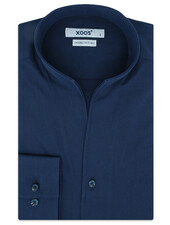 XOOS Men's navy woven dress shirt with straight open collar (Double Twisted)