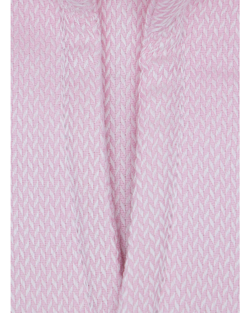 XOOS Men's popleen cotton pink dress shirt with straight open collar (Double Twisted)