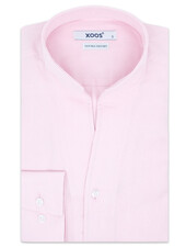 XOOS Men's popleen cotton pink dress shirt with straight open collar (Double Twisted)