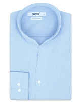XOOS Men's light blue striped dress shirt with straight open collar (Double Twisted)