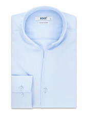 XOOS Chemise homme en gabardine ciel et col droit ouvert (Double Retors)