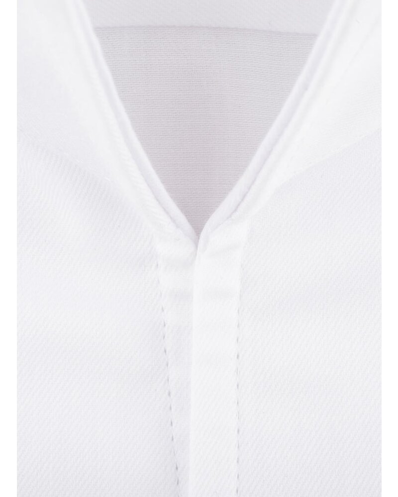 XOOS Chemise homme en gabardine blanche et col droit ouvert (Double Retors)