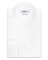 XOOS Men's white Gabardeen cotton dress shirt with straight open collar (Double Twisted)
