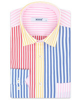 XOOS Men's multicolore striped patchwork shirt