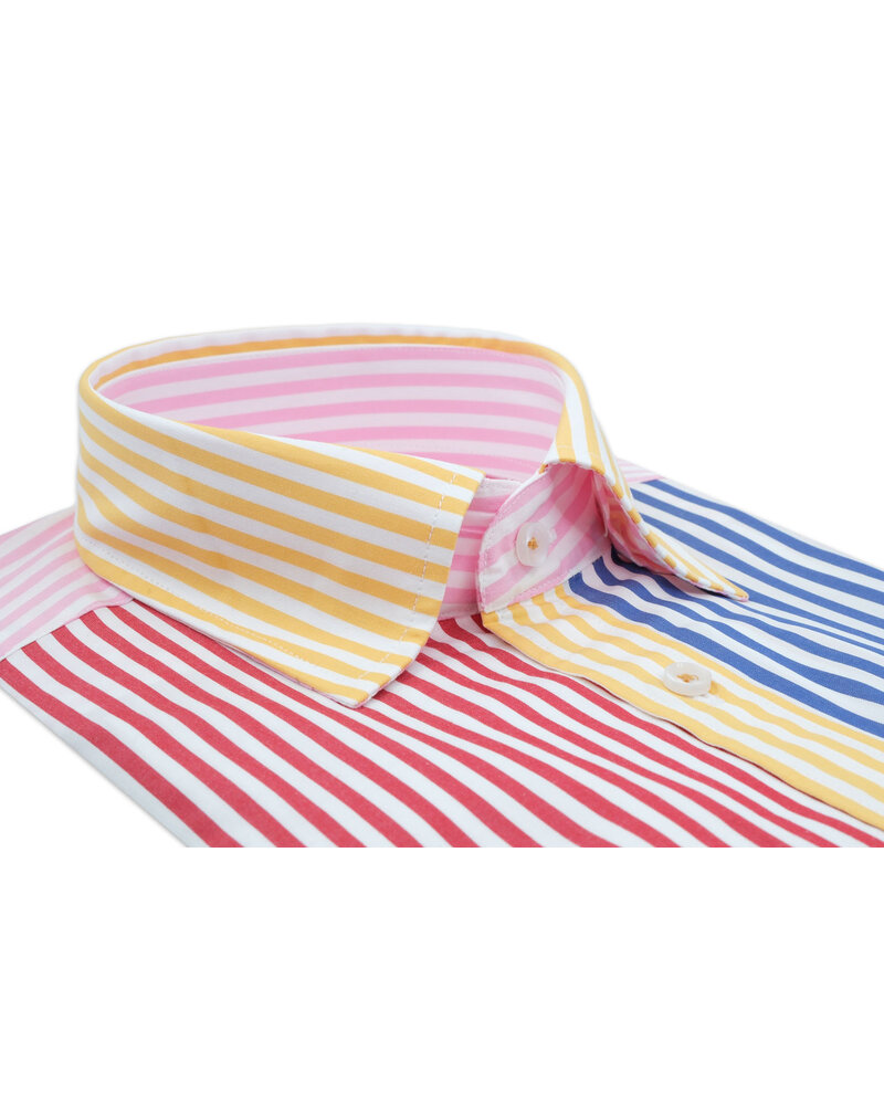 XOOS Chemise homme en patchwork bayadère multicolore