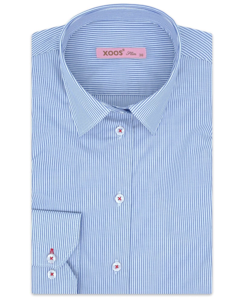 XOOS Chemisier femme à rayures bleu ciel