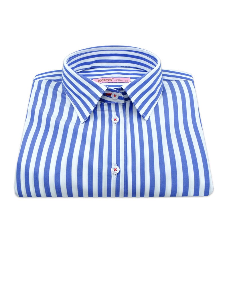 XOOS Chemisier femme à rayures bâton bleu ciel