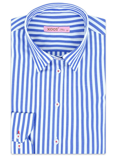 XOOS Chemisier femme à rayures bâton bleu ciel