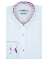 XOOS Men's white dress shirt and pink floral printed lining (Double Twisted)
