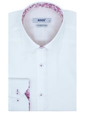 XOOS Chemise homme blanche à doublure florale rose (Double Retors)