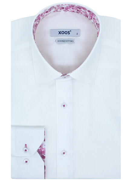 XOOS Chemise homme blanche à doublure florale rose (Double Retors)