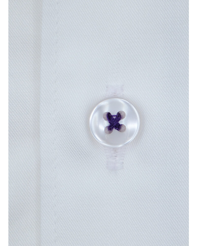 XOOS Chemise homme blanche à doublure florale violette (Double Retors)