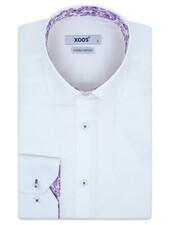 XOOS Chemise homme blanche à doublure florale violette (Double Retors)